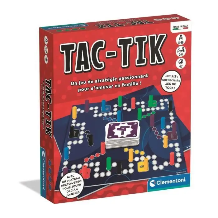 Clementoni Tac-TIK - Στρατηγικό επιτραπέζιο παιχνίδι 24 πιόνια, 6 χρώματα
