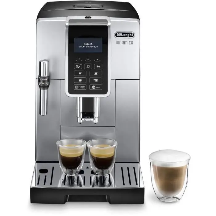 De'Longhi Dinamica ECAM350.35.SB - Μηχανή Εσπρέσο και Καπουτσίνο με Κόκκους 2 L Ασημί Μαύρο