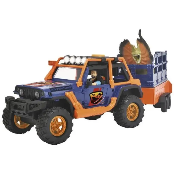 Dinosaur Commander - Dickie - Σετ Jeep Wrangler με Τρέιλερ, Φιγούρα και Δεινόσαυρους