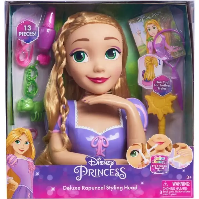 Just Play Rapunzel Deluxe Κεφαλή Χτενίσματος - Ξανθά Μαλλιά + 13 αξεσουάρ