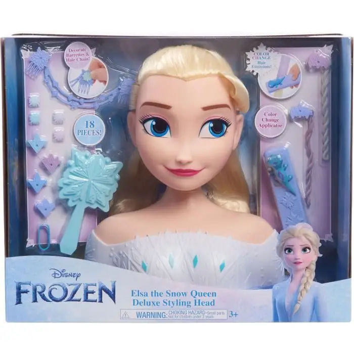 Κεφάλι για χτένισμα de Luxe Elsa, La Reine des Neiges 2, Disney με αξεσουάρ, 17 αξεσουάρ, παιχνίδια για παιδιά από 3 ετών και άνω από Just Play