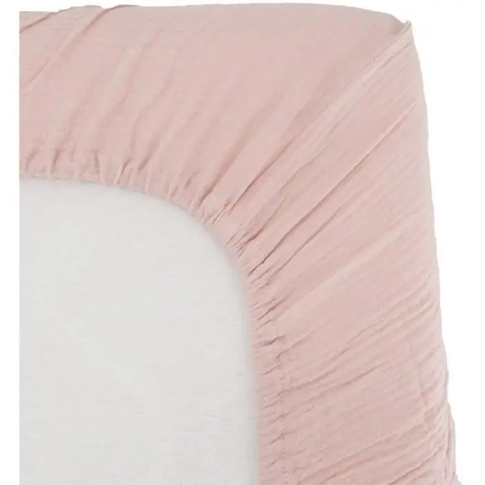 Domiva Σεντόνι με λάστιχο Lange 60x120 cm Παλ Ροζ Μουσελίνα