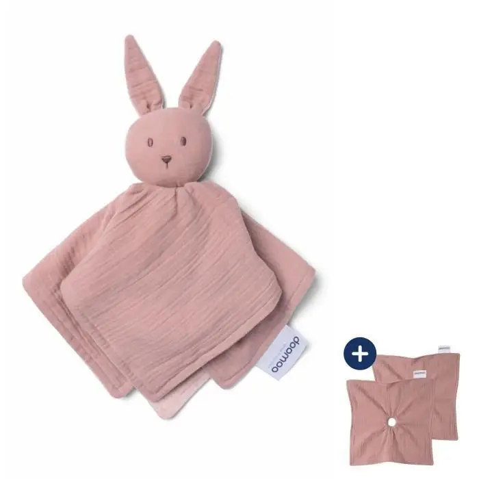 Doomoo Doudou Bébé You Me - Αναστρέψιμο και παρηγορητικό doudou - Παρέχεται με 2 κορμάκια για να μεταφέρουν το άρωμα του γονέα, ροζ