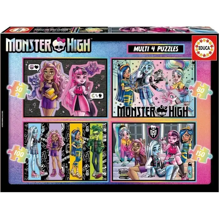 Educa - Σετ 4 προοδευτικών παζλ 50-150 τεμ - Monster High