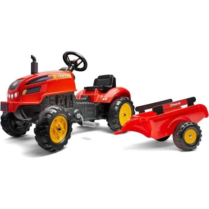 Falk X Tractor 2046AB Ποδοκίνητο Τρακτέρ - Κόκκινο με Ρυμουλκούμενο και Ανοιγόμενο Καπό