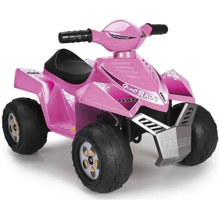 FEBER - Quad Racy Pink 6V, ηλεκτρικό αυτοκίνητο για παιδιά από 18 μηνών έως 3 ετών, επιταχυντής, ανθεκτικοί τροχοί για σταθερότητα, 40 λεπτά αυτονομίας μπαταρίας, φορτιστής περιλαμβάνεται, Famosa (800011422)