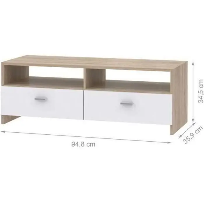 FINLANDEK έπιπλο τηλεόρασης HELPPO 95cm λευκό και διακόσμηση δρυς