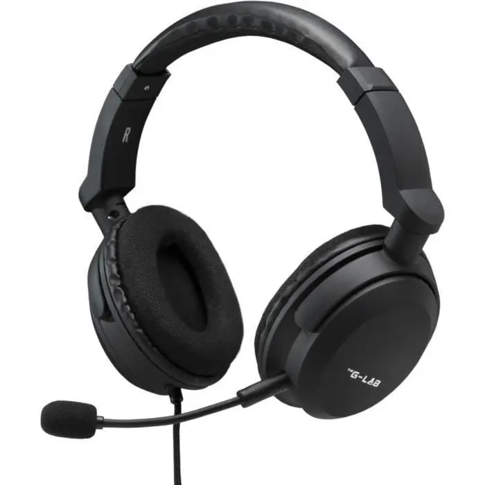 The G-Lab Korp Carbon Ακουστικό Gaming - Μικροακουστικό Gamer με ενισχυμένα μπάσα, αποσπώμενο μικρόφωνο, άνετο και ελαφρύ - συμβατό με Xbox One PC PS5 Switch smartphone (μαύρο) - New