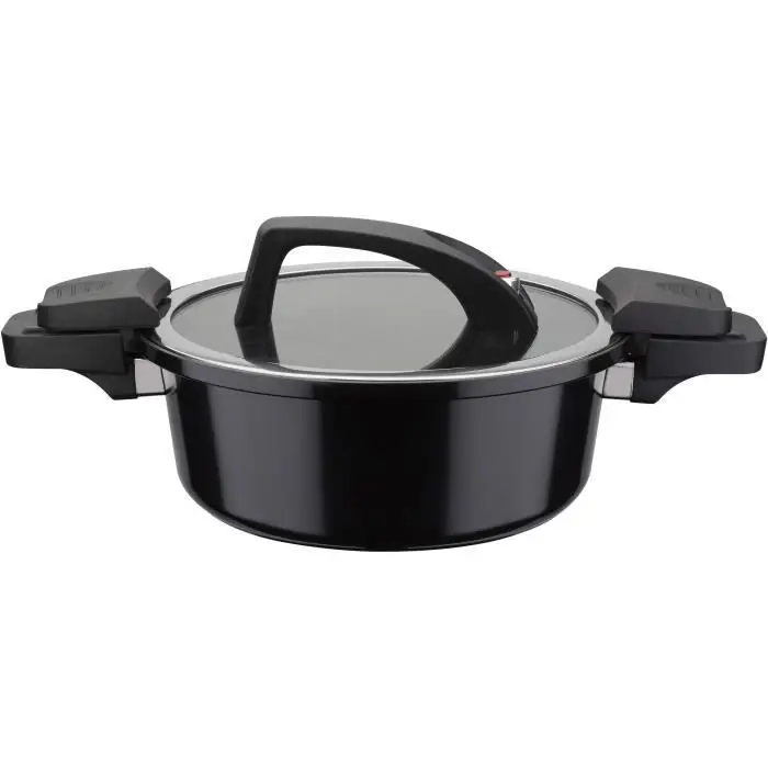 Gourmet Nero Κατσαρόλα Εξοικονόμησης Ενέργειας - Μαύρο Γυάλινο Καπάκι 24 cm, 4 l
