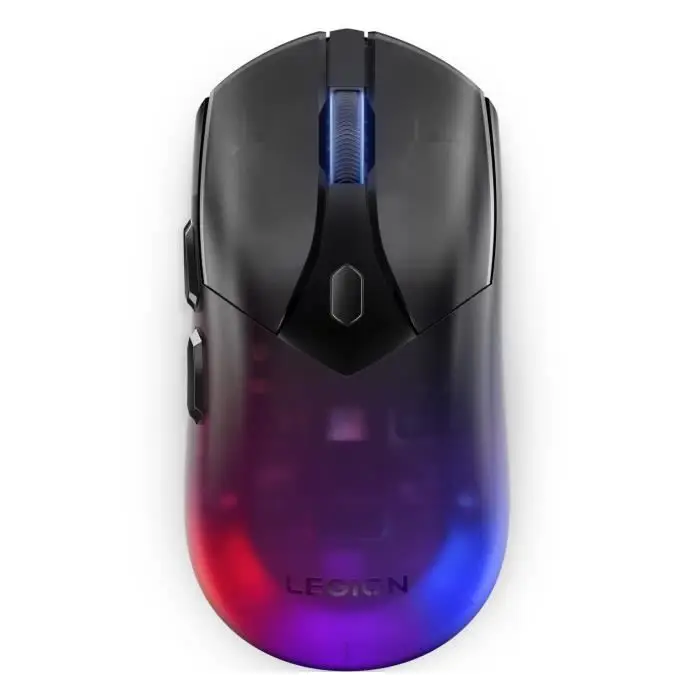 Lenovo Legion M410 ασύρματο ποντίκι gaming RGB (6 κουμπιά, φωτισμός RVB 2 ζωνών, 16 000 dpi, 400 IPS, επαναφορτιζόμενη μπαταρία 53 ωρών, συμβατό με Nvidia Reflex) - μαύρο διάφανο
