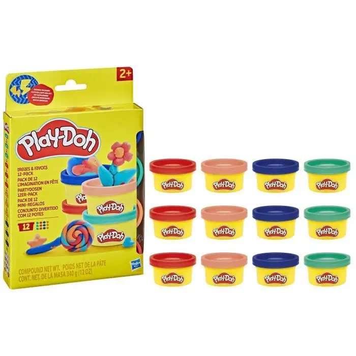 Play-Doh Πακέτο de 12 L'imagination en fête, Σετ από ζυμάρι μοντελισμού, Χειροτεχνία και Δημιουργικά παιχνίδια για παιδιά, Δημιουργικό κιτ Play-Doh με αξεσουάρ, Χειροτεχνία, Από 4 ετών