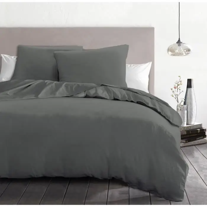 Σετ παπλωματοθήκης 3 τεμαχίων - HOME LINGE PASSION - HP72075 - 82 g μικροΐνες - 240 x 260 cm - ανθρακί γκρι