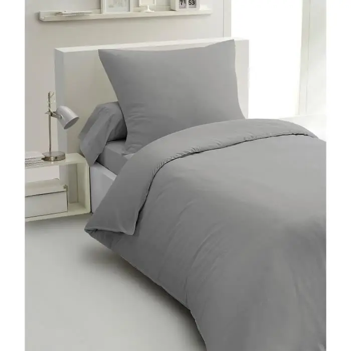 Σετ παπλωματοθήκης 2 τεμαχίων - HOME LINGE PASSION - HP72080 - 82 g Microfiber - 140 x 200 cm - Ανοιχτό γκρι