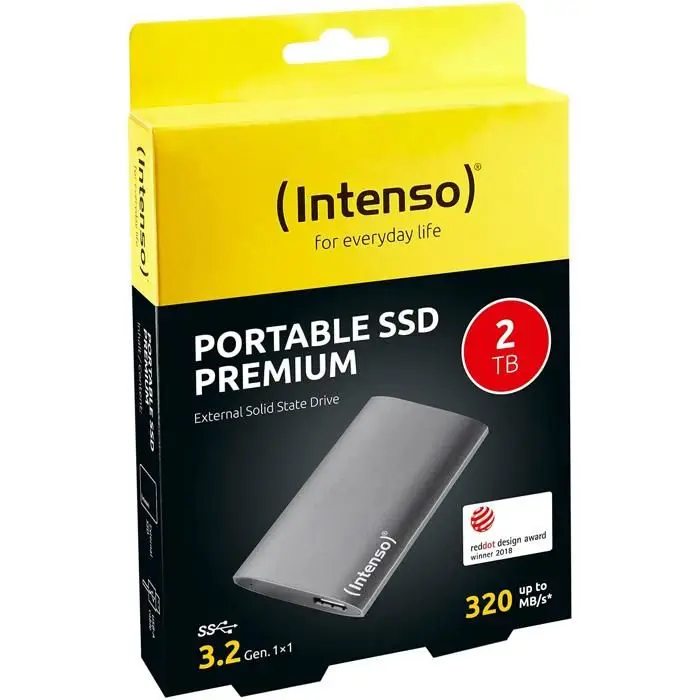 Intenso 3823460 Εξωτερικός Σκληρός Δίσκος SSD, 2 To, USB 3.0, ανθρακί