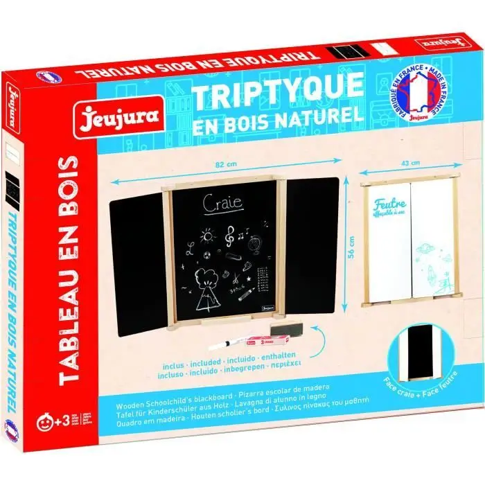 Jeujura 8791 Τρίπτυχος Πίνακας Κιμωλίας - Πολύχρωμος Ξύλινος
