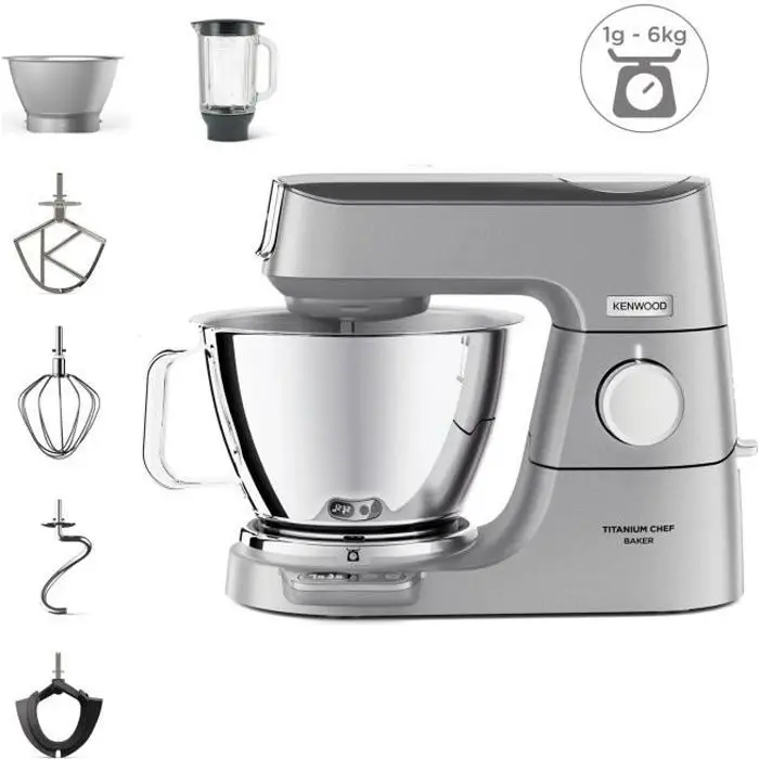 Kenwood KVC85.124SI Titanium Chef Baker - ενσωματωμένη ζυγαριά 6kg, μπολ 3,5L & 5L