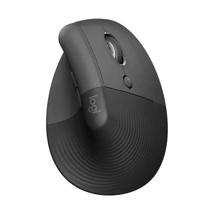 Logitech Lift κάθετο εργονομικό ποντίκι, ασύρματο, Bluetooth ή δέκτης USB Logi Bolt, αθόρυβο, 4 κουμπιά, συμβατό με Windows/macOS/iPadOS, φορητός υπολογιστής, PC - Graphite