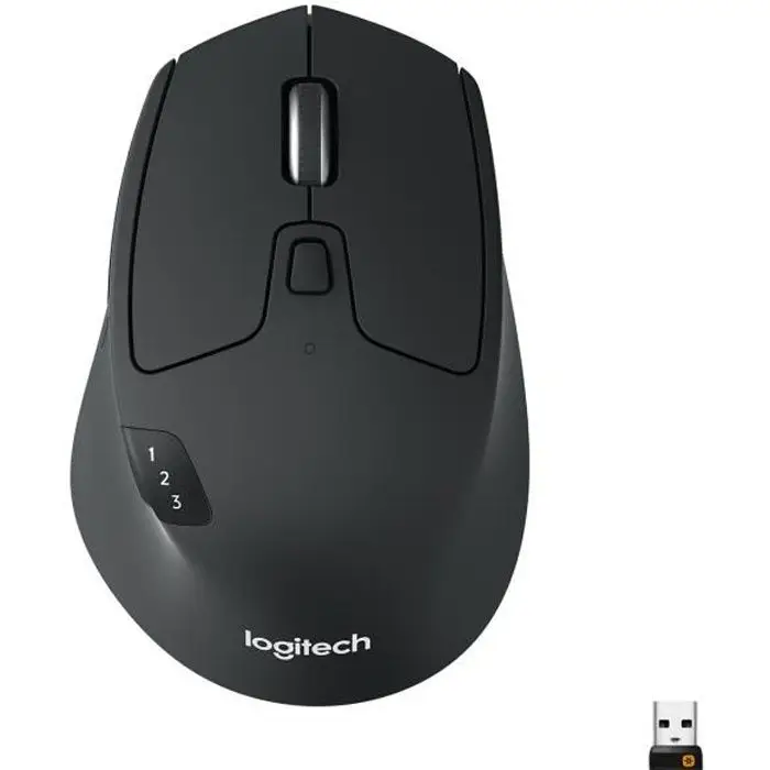 Logitech M720 Triathlon, ασύρματο ποντίκι, πολλαπλών συσκευών, Bluetooth και 2,4 GHz με δέκτη USB Unifying, 1000 PPP, 8 κουμπιά, μπαταρία μεγάλης διάρκειας 24 μηνών, Portable/PC/Mac/iPad OS - μαύρο
