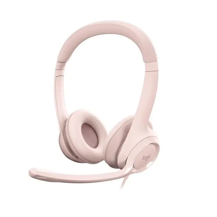 Logitech H390 Ενσύρματο ακουστικό για PC/φορητό υπολογιστή, στερεοφωνικό ακουστικό με μικρόφωνο μείωσης θορύβου, USB-A, χειριστήρια στο καλώδιο, συμβατό με Chromebook - ροζ