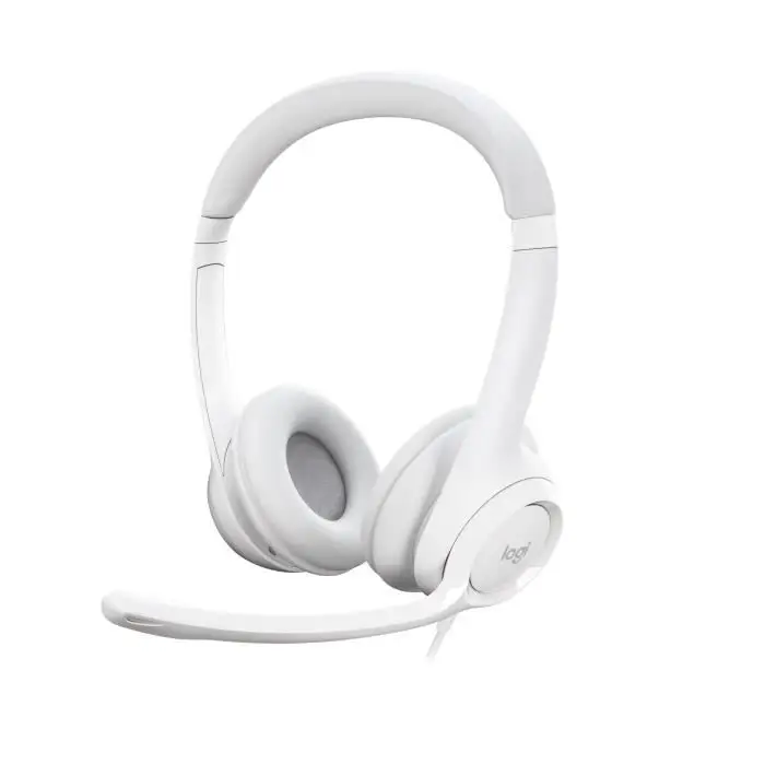 Logitech H390 Ενσύρματο ακουστικό για PC/φορητό υπολογιστή, στερεοφωνικό ακουστικό με μικρόφωνο με ακύρωση θορύβου, USB-A, χειριστήρια στο καλώδιο, συμβατό με Chromebook - λευκό