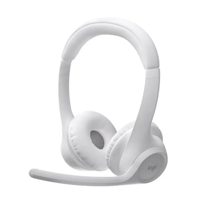 Logitech Zone 300 Ασύρματο Bluetooth ακουστικό με μικρόφωνο μείωσης θορύβου, συμβατό με Windows, Mac, Chrome, Linux, iOS, iPadOS, Android - λευκό