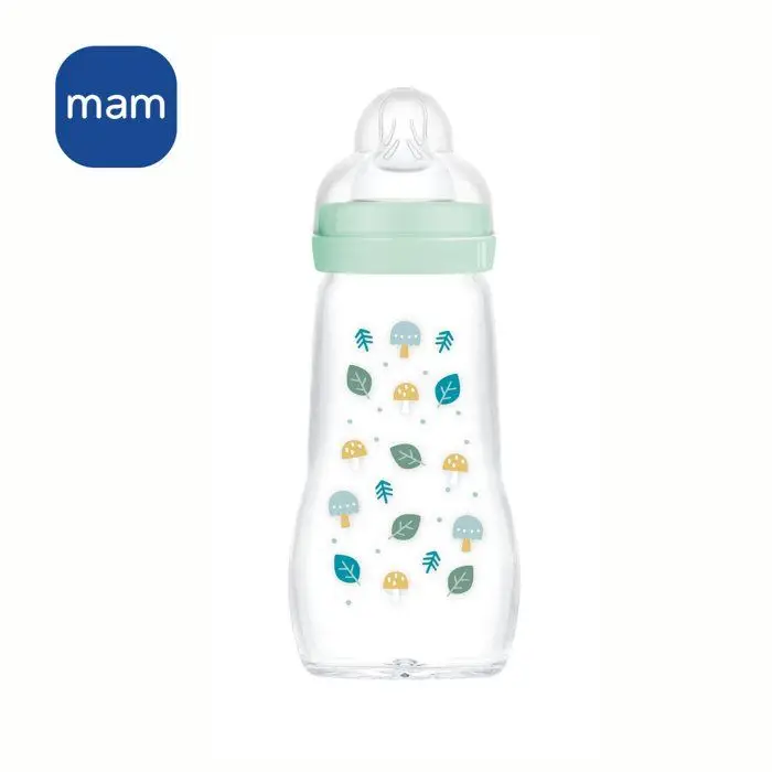 ΜAM γυάλινο μπιμπερό - 260ml - Θηλή ροής 2 - Μπλε