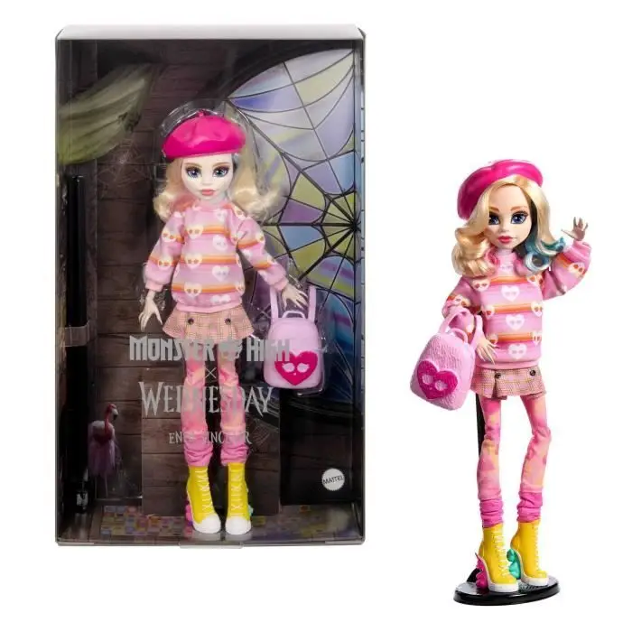 Monster High - Enid Sinclair - κούκλα με ροζ σύνολο με αξεσουάρ - Monster High - HXJ05