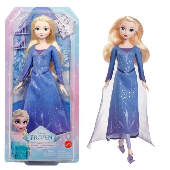 Mattel Disney Elsa JBG53 Κουκλάκι Πατινάζ στον Πάγο με Αποσπώμενο Φόρεμα