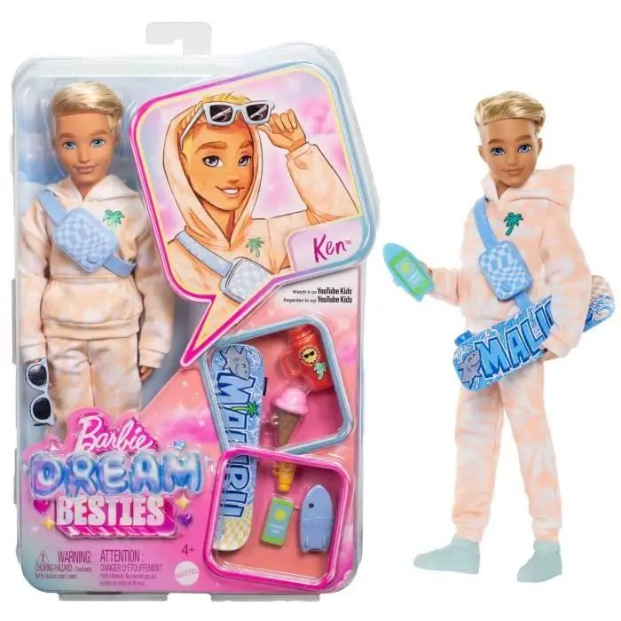 Barbie Dream Besties Ken καλοκαίρι και skateboard JDD75