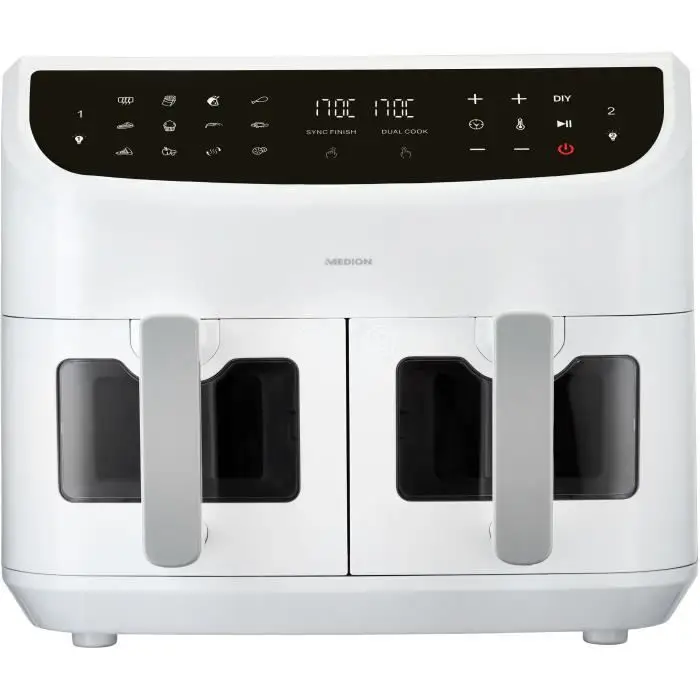 MEDION Φριτέζα αέρα P20 XXL Διπλού διαμερίσματος - 8,7 L, 2600 W - Λευκό