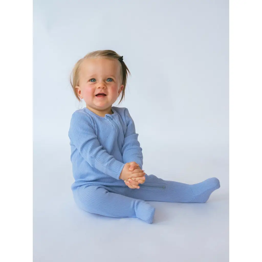 Powder Blue Grey φερμουάρ ριπ κορμάκι μωρού πιτζάμα ύπνου unisex 18-24M