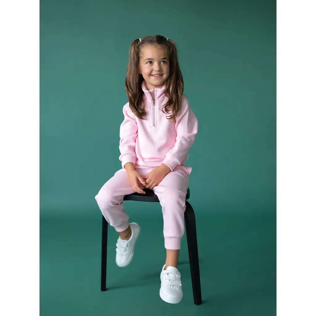 Παιδική φλις φόρμα ριμπ βαμβακερή Peony Pink 1-2Y