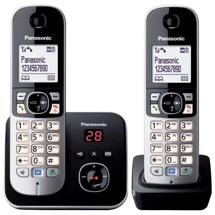 Panasonic Duo KX-TG6822FRB Τηλέφωνο ψηφιακό sans fil DECT με τηλεφωνητή Wi-Fi μαύρο