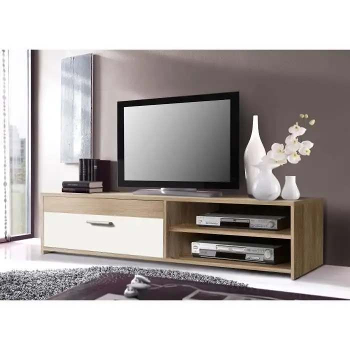 Forte Paco έπιπλο TV με 1 συρτάρι, παράγωγο ξύλου, δρυς Sonoma/λευκό, 32 x 120 x 42 cm