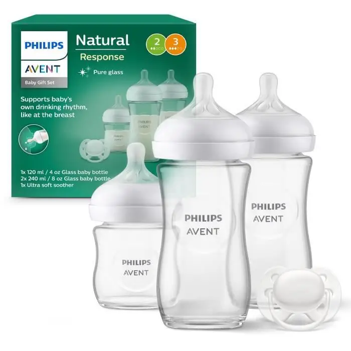 Philips Avent SCD878/11 Σετ γυάλινων μπιμπερό - Natural Response, χωρίς BPA