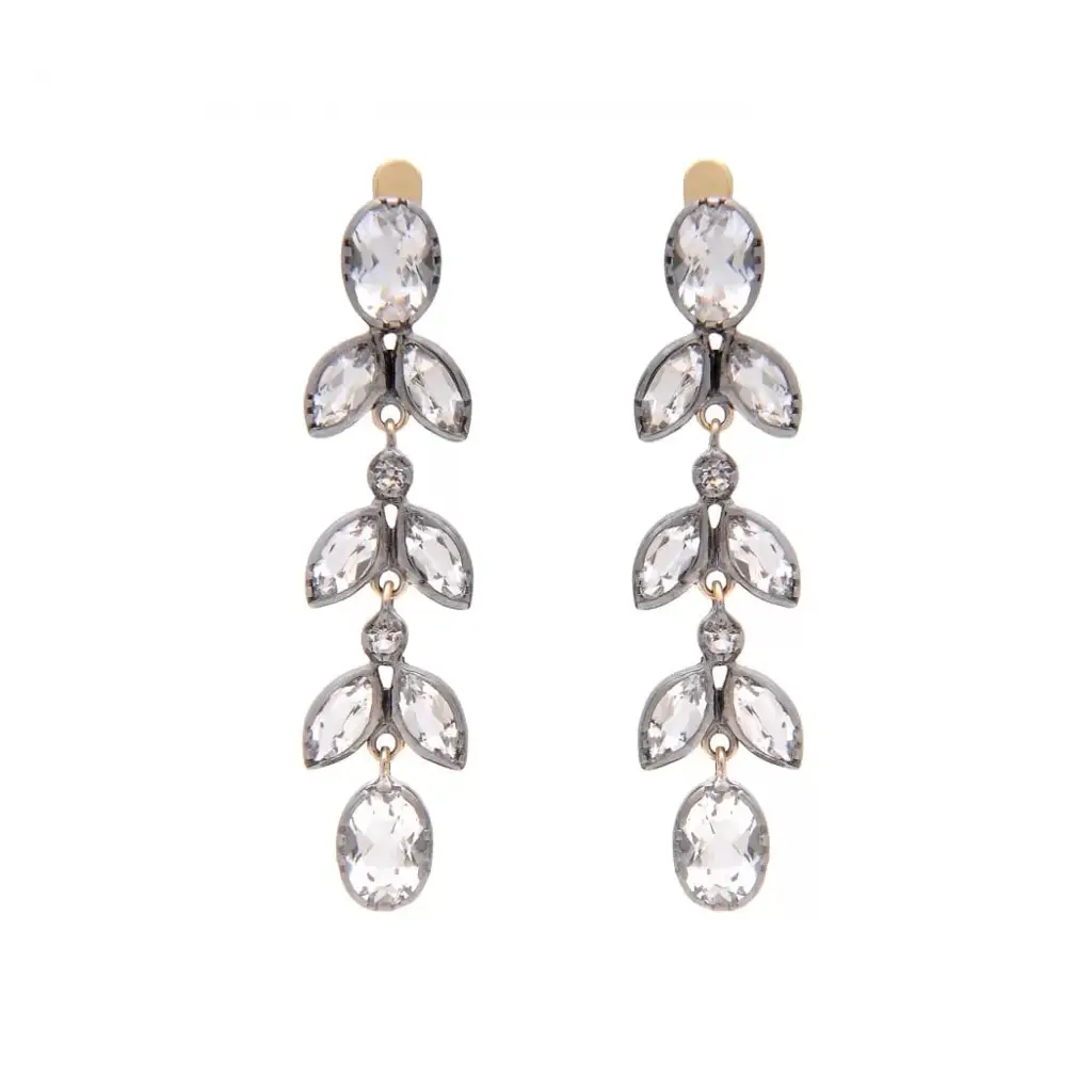 Σκουλαρίκια Rock Crystal 4,4 cm σε ασήμι και χρυσό