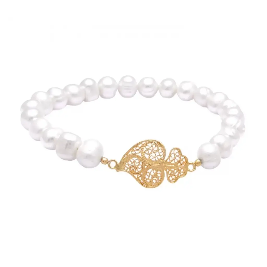 Βραχιόλι Heart of Viana σε Gold Plated Silver και μαργαριτάρια