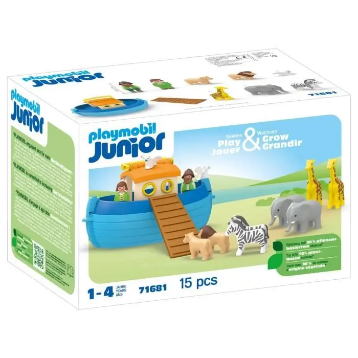 Playmobil Junior 71681 Μεταφερόμενη Κιβωτός του Νώε - Με Ράμπα και 5 Ζευγάρια Ζώων