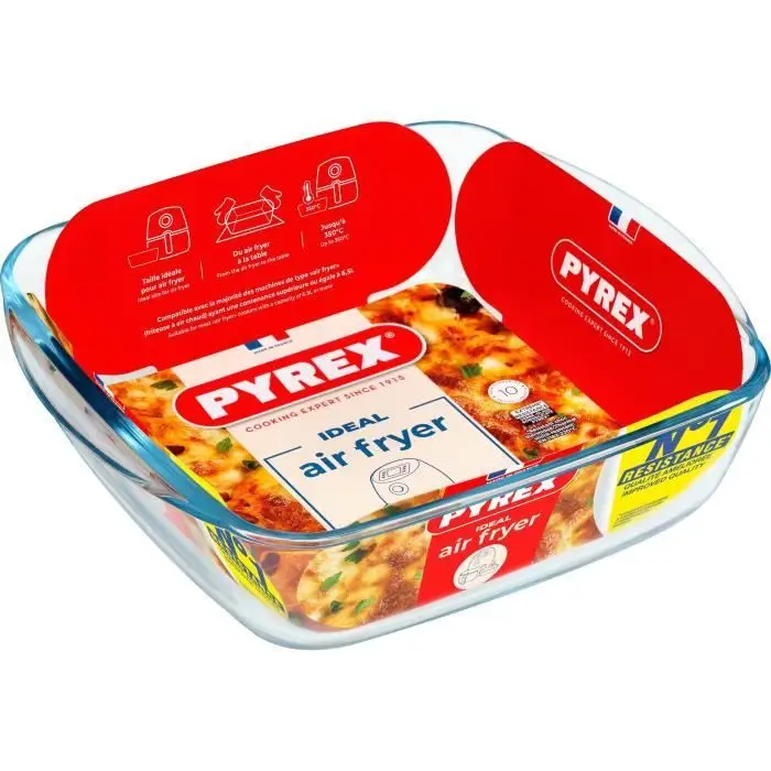 Pyrex 1450142 - Τετράγωνο σκεύος air fryer 25 x 22 cm