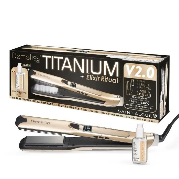 Demeliss Coffret Ισιωτικό Ατμού Titanium V2.0 Elixir Ritual - 5 Θερμοκρασίες, Δοχείο 30 ml, Τιτανίου Πλάκες