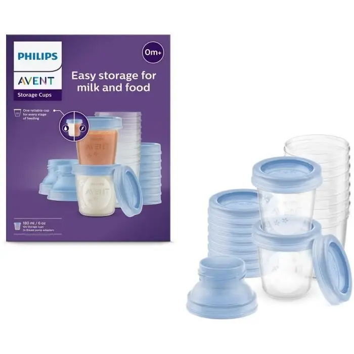 Philips Avent Σύστημα Διατήρησης Μητρικού Γάλακτος - Δοχεία 180 ml, Καπάκια
