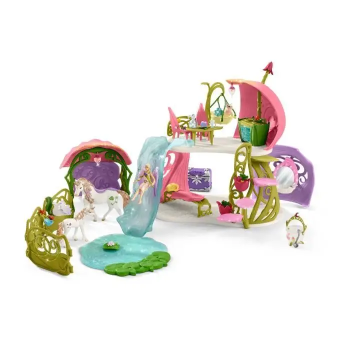 Schleich - λαμπερό σπίτι με μονόκερους, λίμνη και στάβλο - 42445