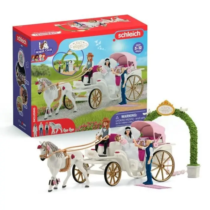 Schleich 42641 Horse Club - Φιγούρα άμαξα νύφης και γαμπρού