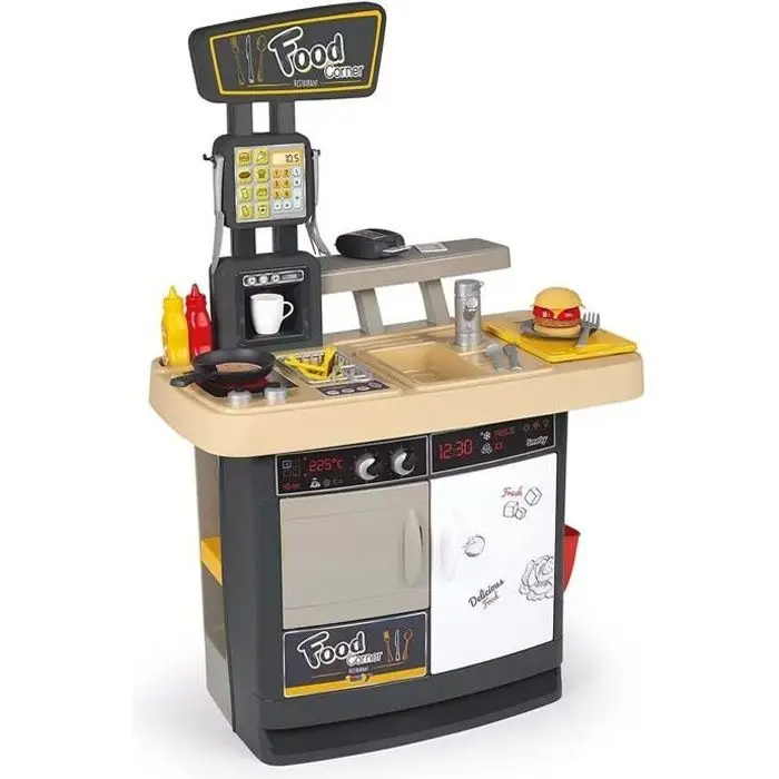 Smoby - Γωνιά Εστιατορίου Food - Κουζίνα Resto με αναγνώστη CB - 29 αξεσουάρ - Παιχνίδι μίμησης για παιδί - Από 3 ετών - Γαλλική κατασκευή