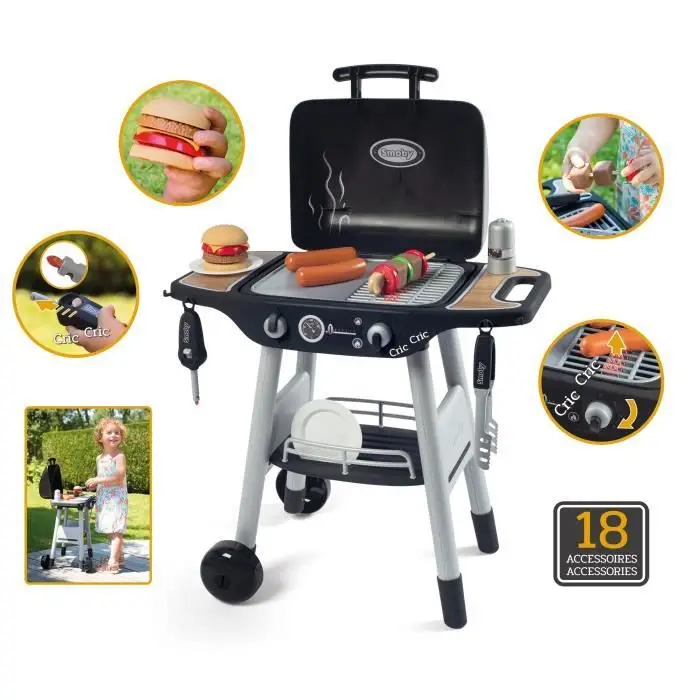 Smoby BBQ Grill - 18 Αξεσουάρ, Πλευρά Grill + Πλευρά Plancha
