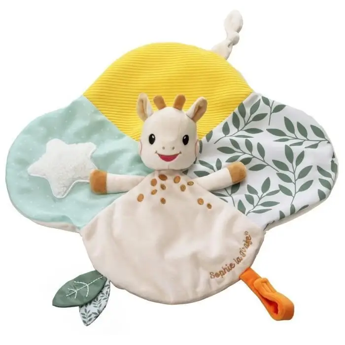 Vulli Sophie la Girafe - Επίπεδο πολυυφασμάτινο doudou 0 μηνών με κλιπ πιπίλας