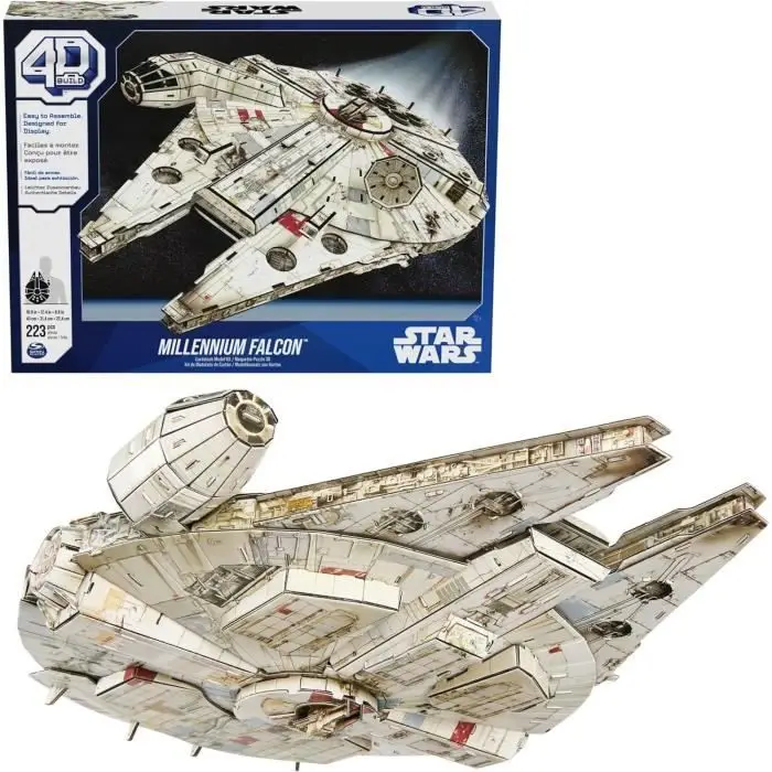 4D BUILD - Παζλ 3D Star Wars - Μακέτα Star Wars 223 τεμαχίων - Faucon Millenium εμπνευσμένο από τη Saga - παζλ ενηλίκων - παιχνίδι κατασκευής για συλλογή - παιχνίδι ενηλίκων - παιχνίδι παιδιού 12 ετών και άνω
