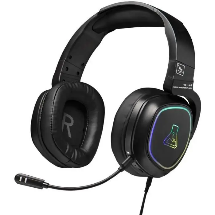 The G-Lab - Korp Promenthium - ασύρματο gaming casque, τριπλές λειτουργίες : BT / 2. 4 Ghz/ενσύρματο - ασύρματο gaming casque, αποσπώμενο micro, RGB, στερεοφωνικός ήχος - PC,PS4,PS5,Switch,tablette, smartphone