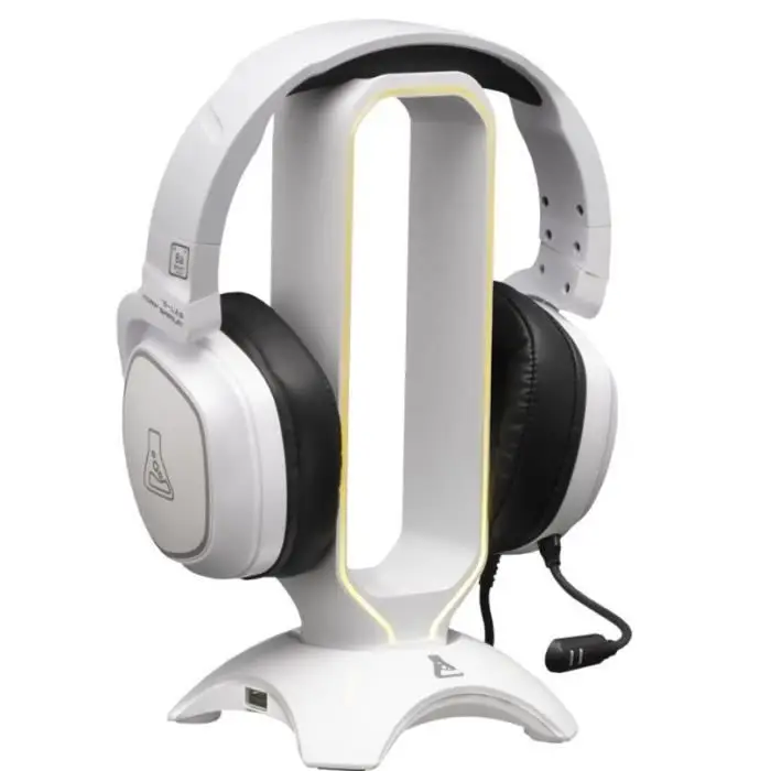 The G-Lab - K-Stand Radon - βάση για ακουστικά/μικροακουστικά gaming - οπίσθιος φωτισμός RGB, hub USB 2 x 2.0, αντιολισθητική βάση - καθολική βάση για ακουστικά gamer PC/PS5/Xbox/Switch – λευκό - New