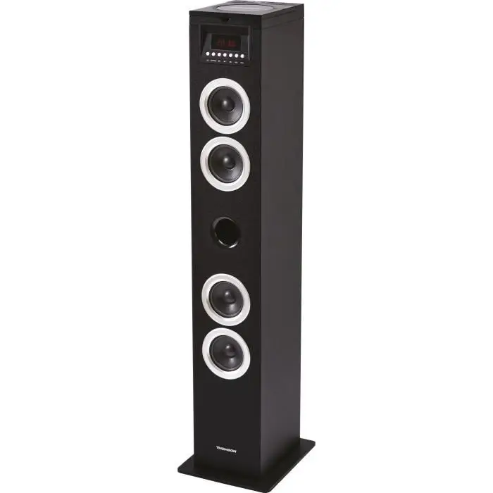 THOMSON DS120CD - πύργος ηχείων πολυμέσων - CD player - 60W - Bluetooth, USB, ραδιόφωνο FM - οθόνη LED - Black